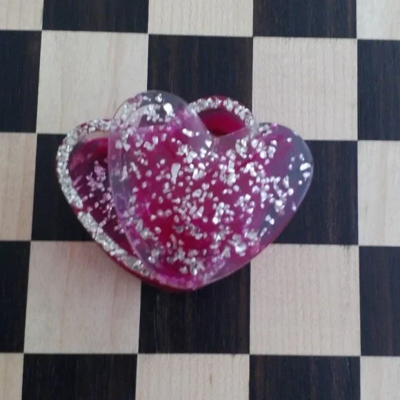 Pink Heart Box with Silver Flakes.💖 - Picture 4 of 9